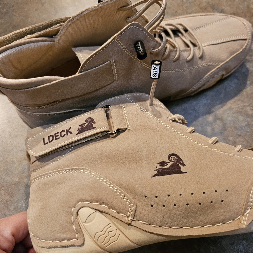 L DECK Tan Boat Shoes with Suede Finish and Durable Sole MEN or Womens - Picture 4 of 11